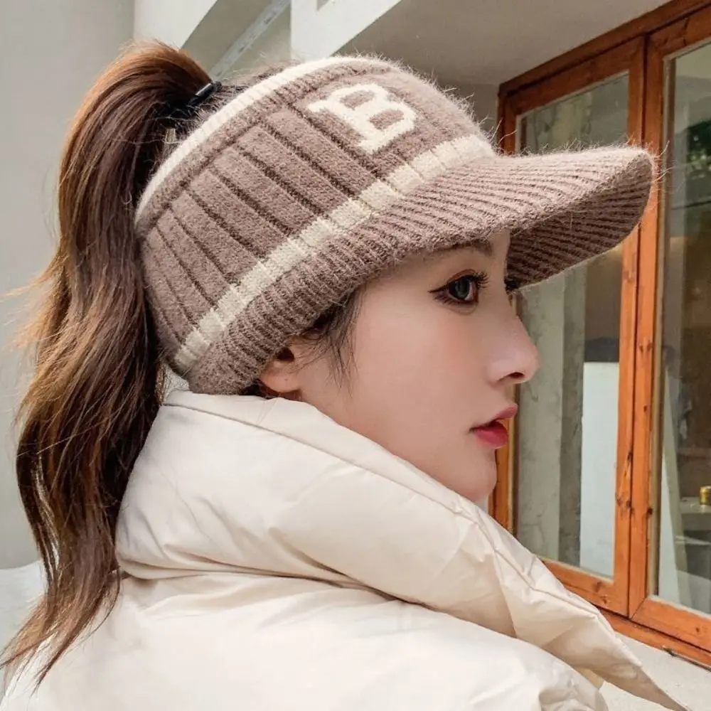 Fashion Empty Top Women Baseball Cap Cold-proof Soft Girls Baseball Cap Ear Protection Warm Earmuffs Beanies Hat Outdoor Cycling