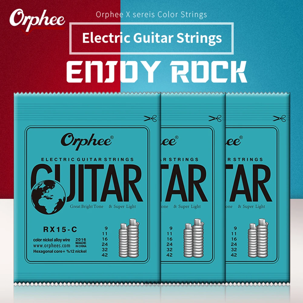 

Orphee RX15C Electric Guitar Strings Hexagonal Core Super Ligh 6 String Guitar Parts Color Nickel Alloy Wire Guitar Strings