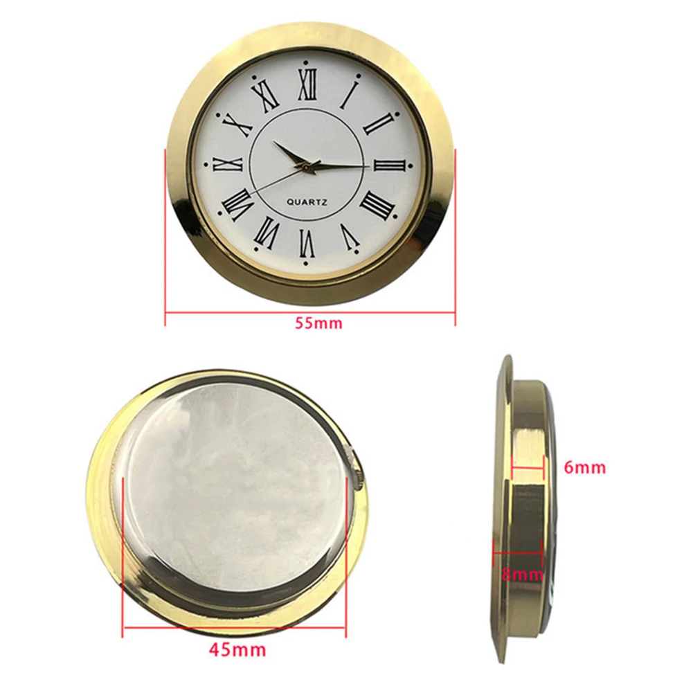 55mm Quartz Movement Round Clocks Head Insert Roman Number Classic Craft Clock Mini Clock Insert Quartz Movement Decor