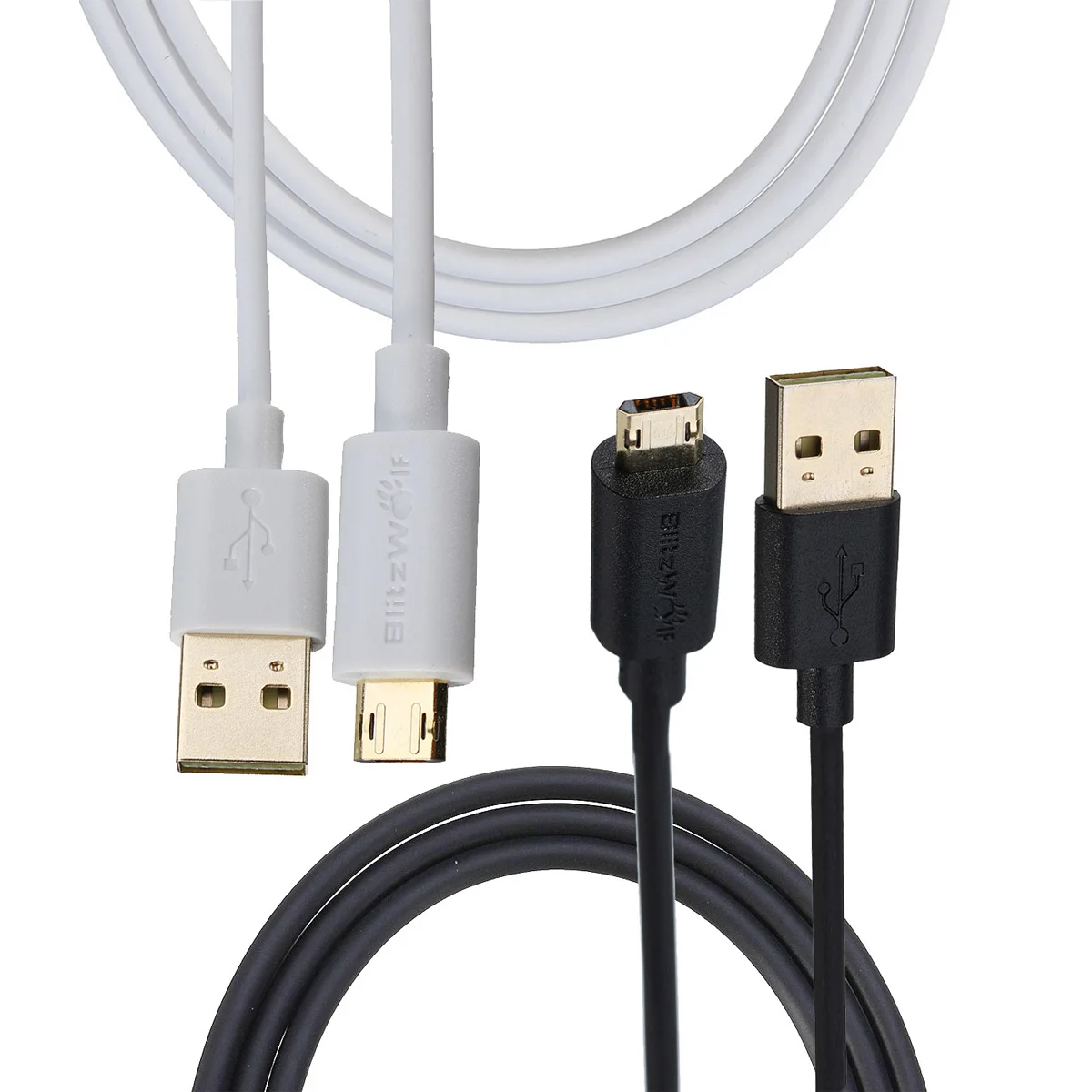 Blitzwolf สายเคเบิลพีวีซี2ม. แบบกลับด้านได้สำหรับไมโคร USB