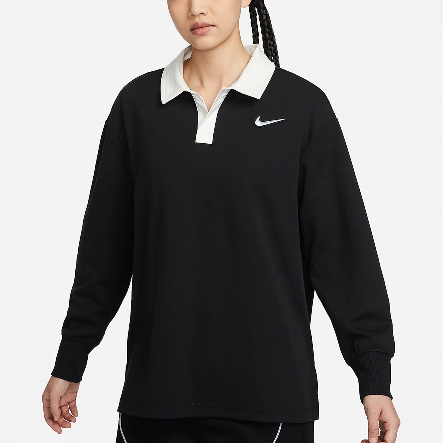 

Оригинальная женская толстовка большого размера Nike с длинным рукавом и воротником FZ6534-010