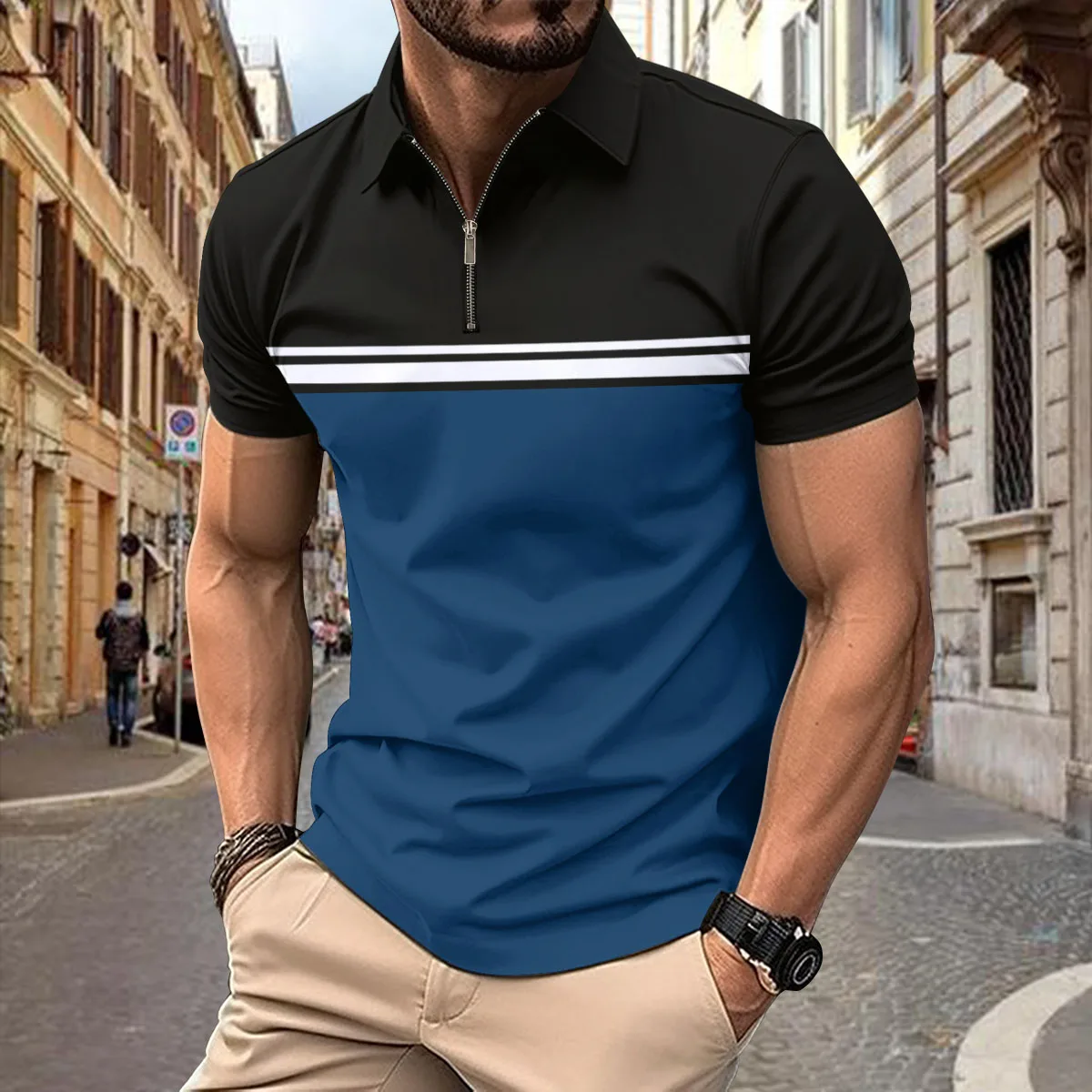 Summer new men\'s short-sleeved cotton casual men\'s T-shirt V-neck shirt Men\'s breathable Polo shirt S-3XL