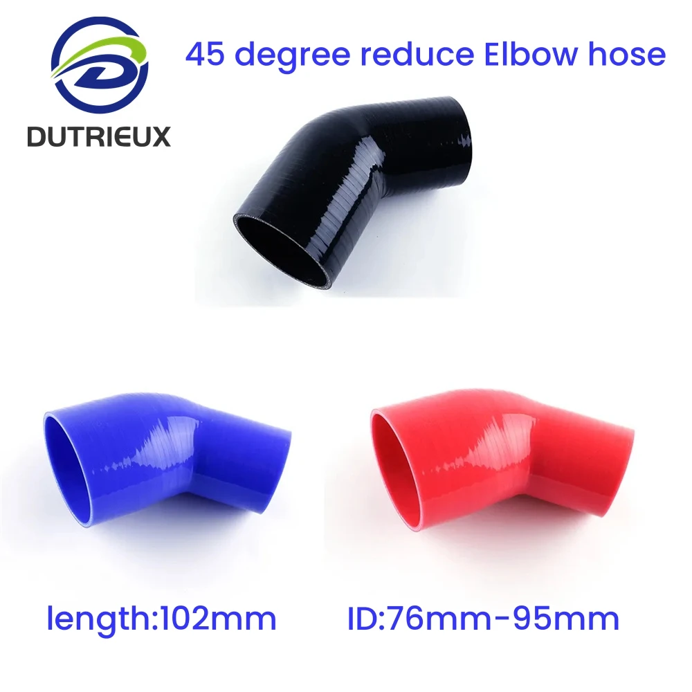 

For ID : 76mm To 95mm 45 Degree Reducer Elbow General Silicone Coolant Intercooler Tube Hose 3Ply 11 Colors