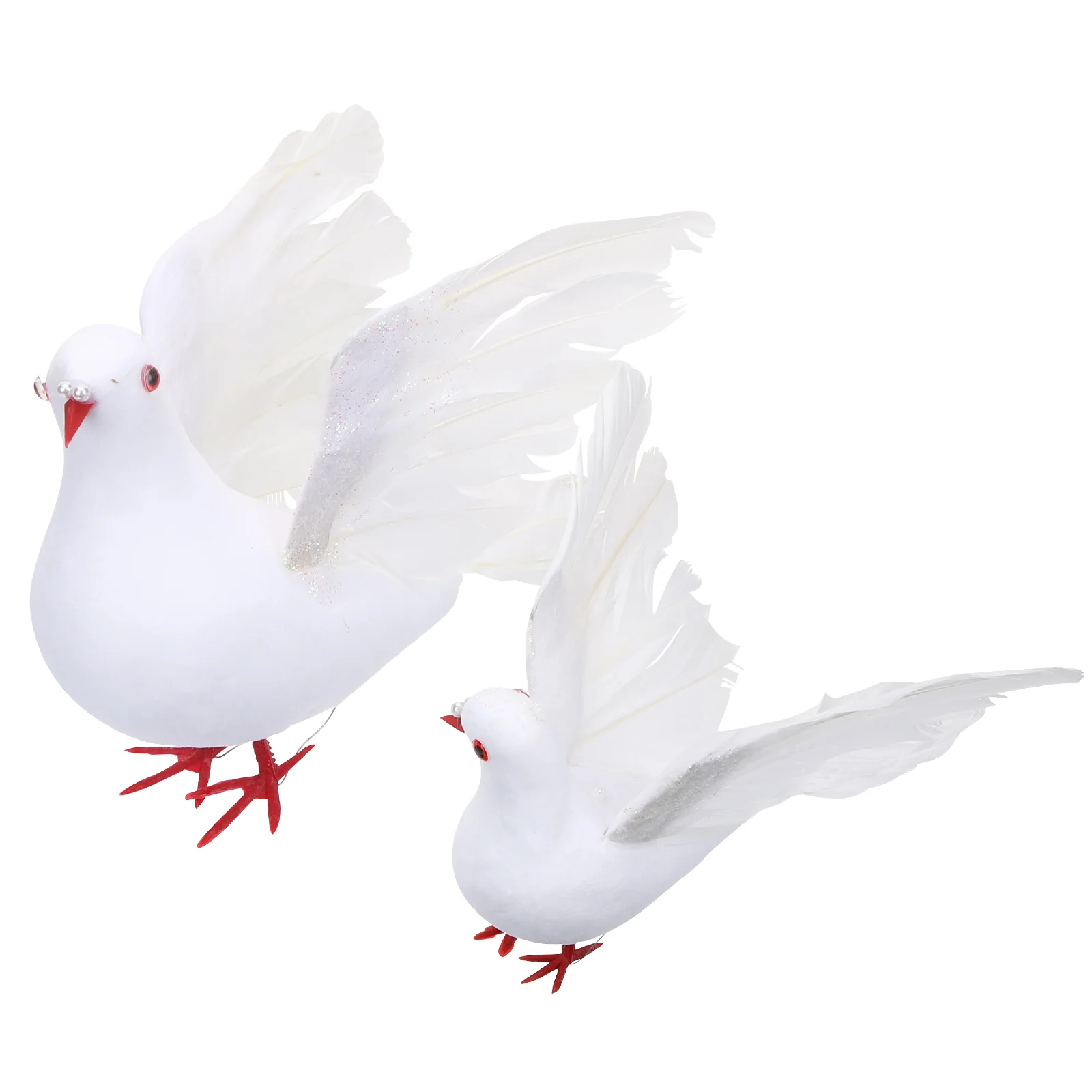 

2 Pcs Pigeon Simulated Decoration Flocked Garland Feathered Bird Figurine Luxury Foam