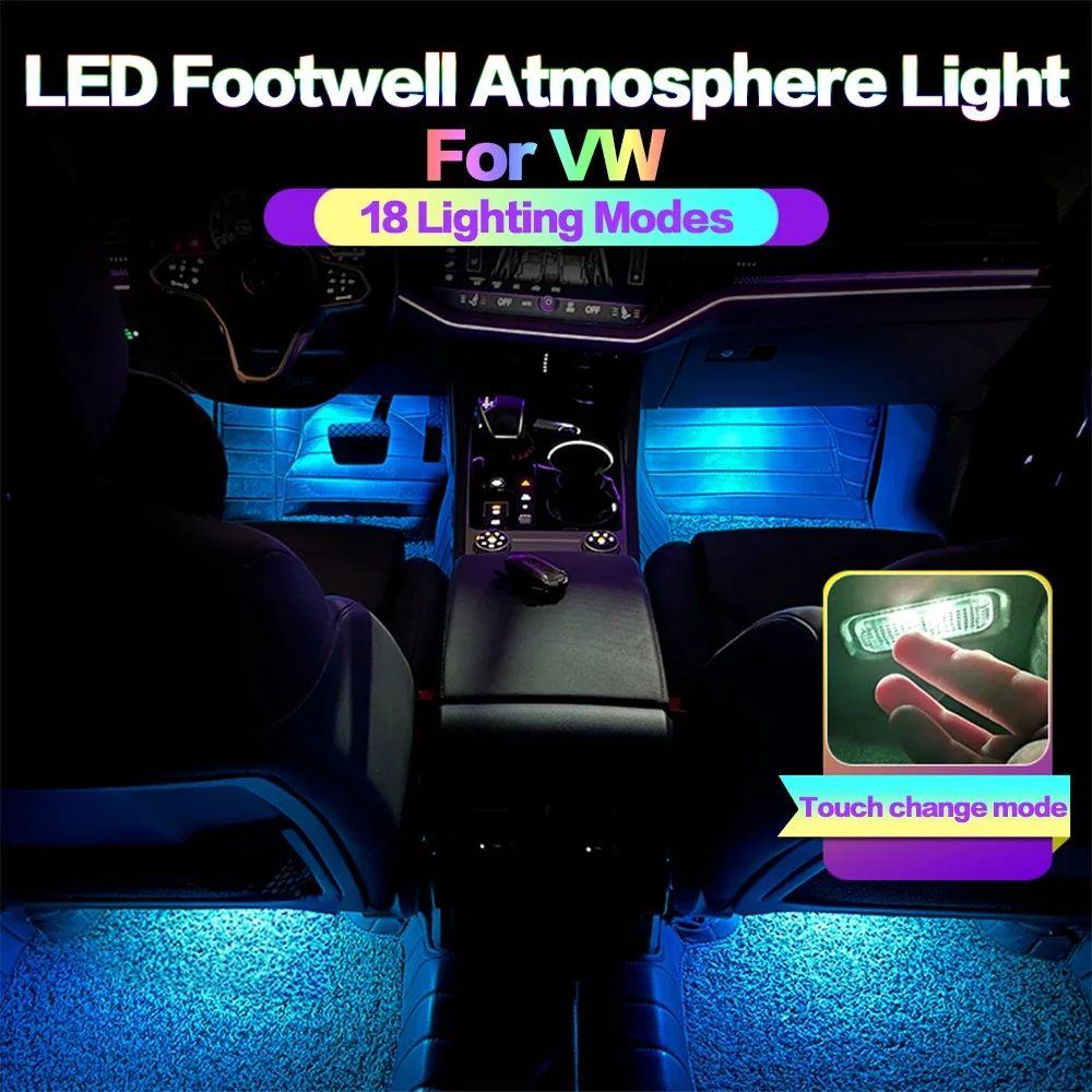 LED Car Interior Footwell Lights Atmosphere Lamp Accessory For VW Passat CC Polo MK4 MK5 MK6 Scirocco MK3 Sharan 7M 7N Virtus