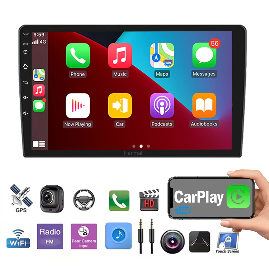 Universal  9 Inch 8 Core 2 Din  Radio  GPS Wireless Carplay Android Auto Head Unit Car Navigation  Car Stereo Car DVD Player