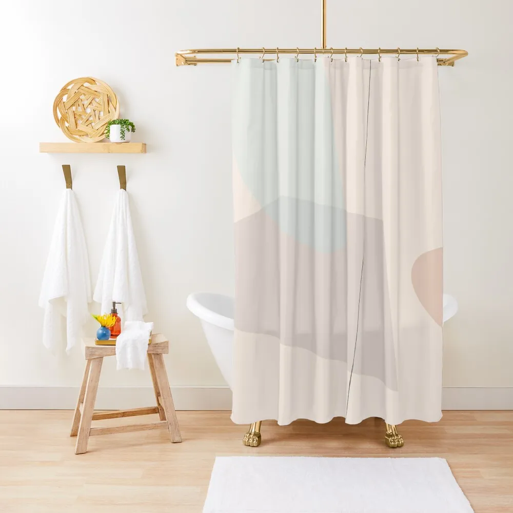 Neutral tones, abstract shapes. Shower Curtain Bathtub For The Bathroom Bathroom Accessory Waterproof Fabric Shower Curtain