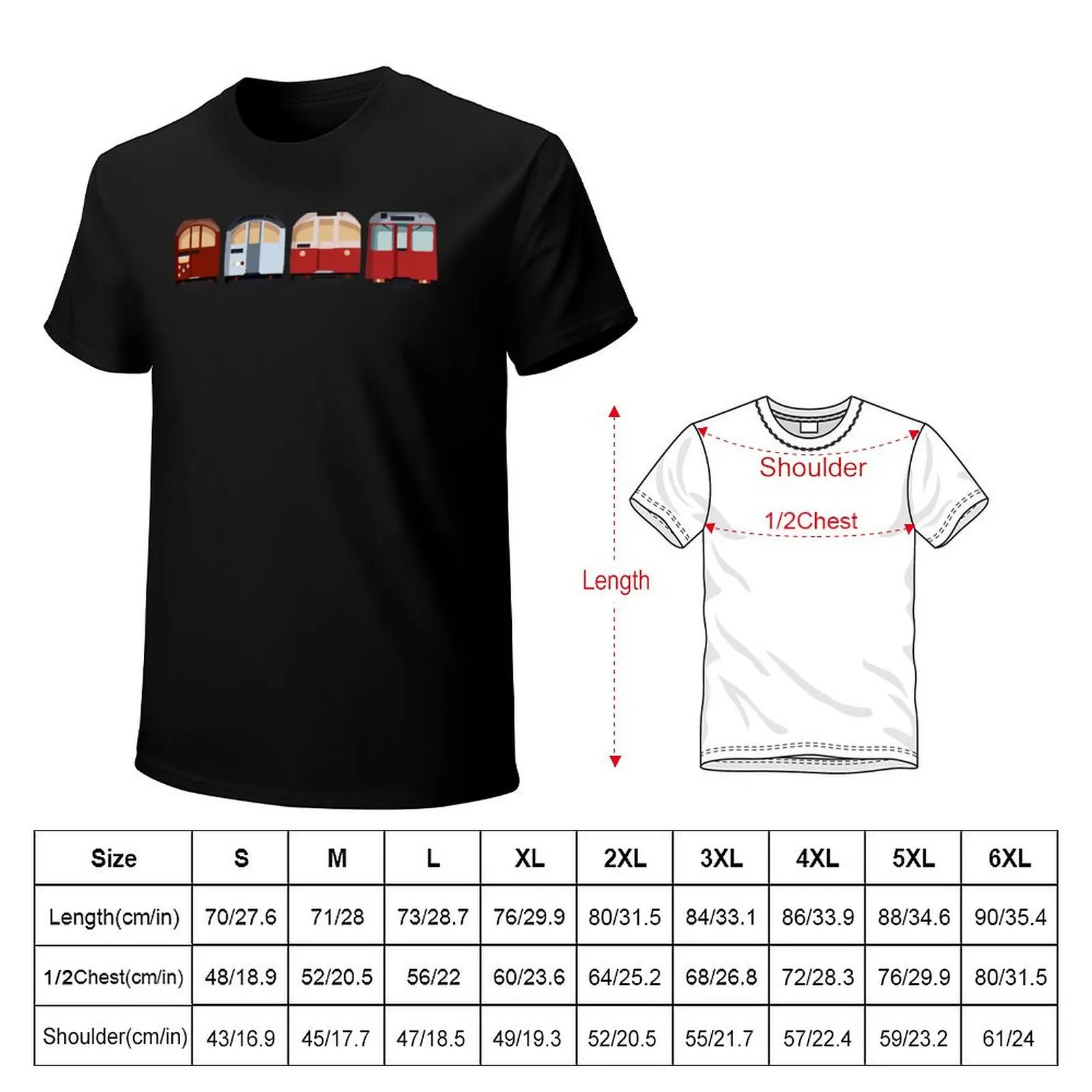 Horizontal Old Vintage London Tube Trains, Together, Stock Underground Train Silver Red Vintage Minimal T-Shirt