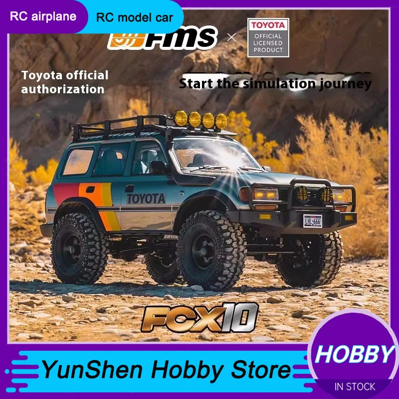 Fms New 1/10 Fcx10 Toyota Land Cruiser Lc80 Four-Wheel Drive Off-Road Climbing Vehicle Dual Speed Linkage Light Group Boy Gift