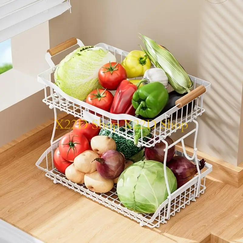X22D Metal Double Layer Kitchen Shelf With Rustproof Coating Bathroom Organizers