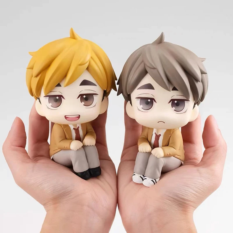 Anime Haikyuu Figure Miya Atsumu Look Up Avtion Figure Toys Q Version Miya Osamu 10cm Doll PVC Collection Model Kids Gifts