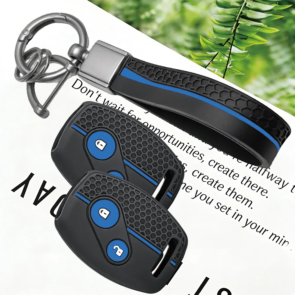 Honeycomb Texture Silicone Key Fob Case With Key Chain 2026 For Honda Fit CIVIC JAZZ Pilot Accord CR-V Freed StepWGN Insight