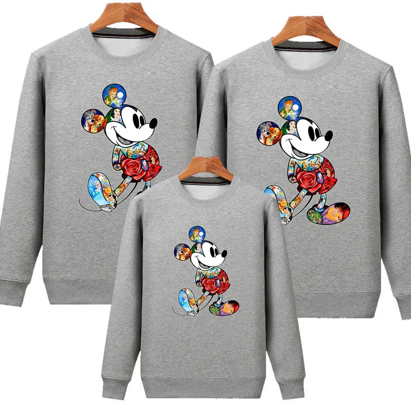 Autumn And Winter Casual Soft Long Sleeved Cartoon Cute Printed Mickey Parent-child Hoodie For A Family Of Three Or Four