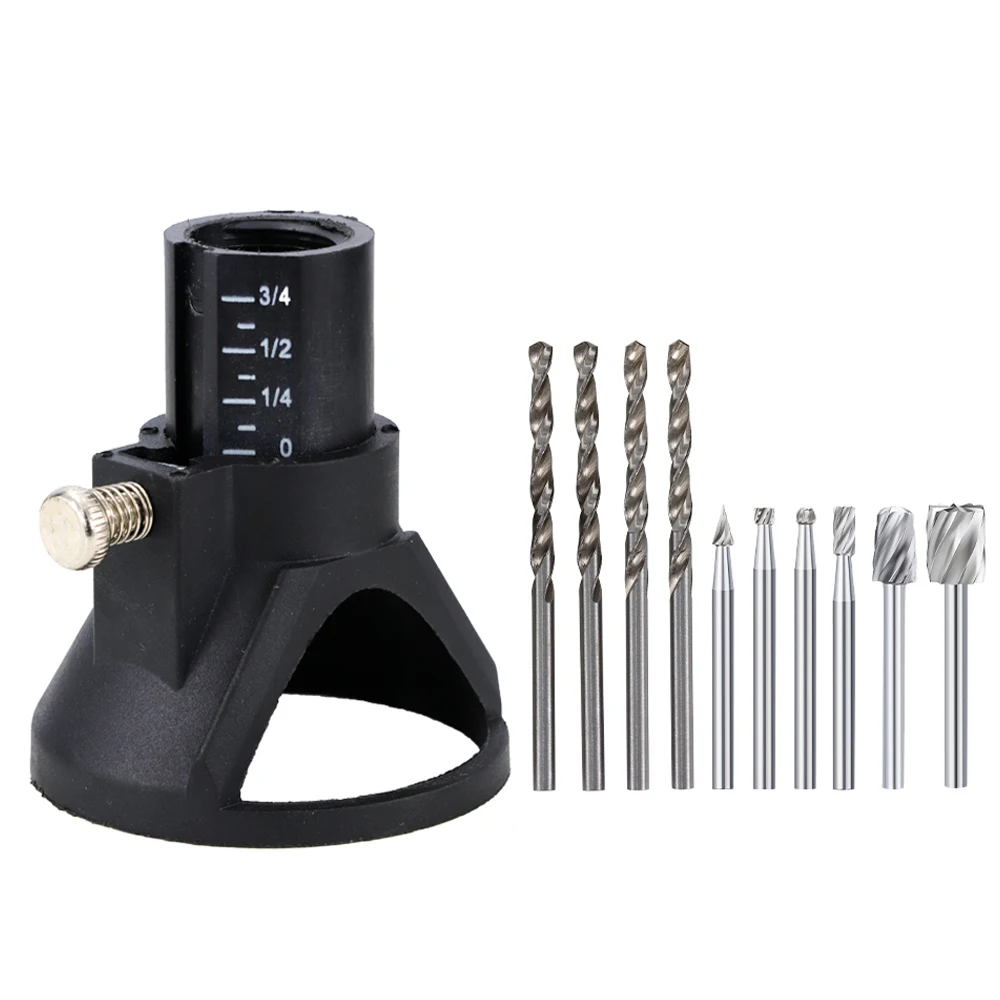 11pcs Rotary Router Milling Cutter Guide Attachment Twist Drill Bit Wood Carving Kit Dedicated Locator Woodwork Tool for Dremel - view 6