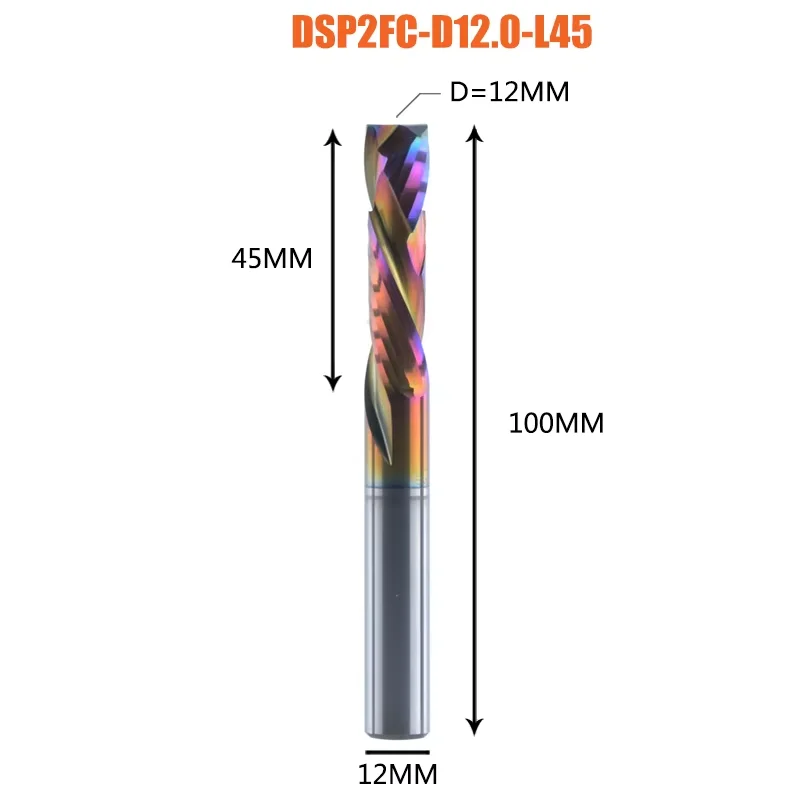 Dreanique 1 st DSP2FC compressie frees frees 2 Spiraal Fluiten Carbide Frees met DLC coating voor houtbewerking