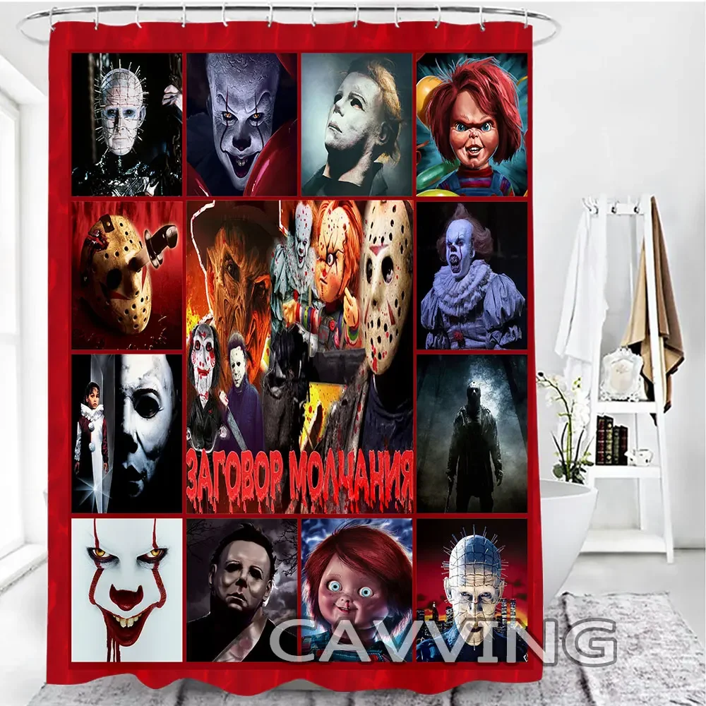 Horror Movies Characters 3D Printed  Shower Curtain Waterproof Bathroom Curtain Anti-slip Bath Mat Set Toilet Rugs Carpet Home