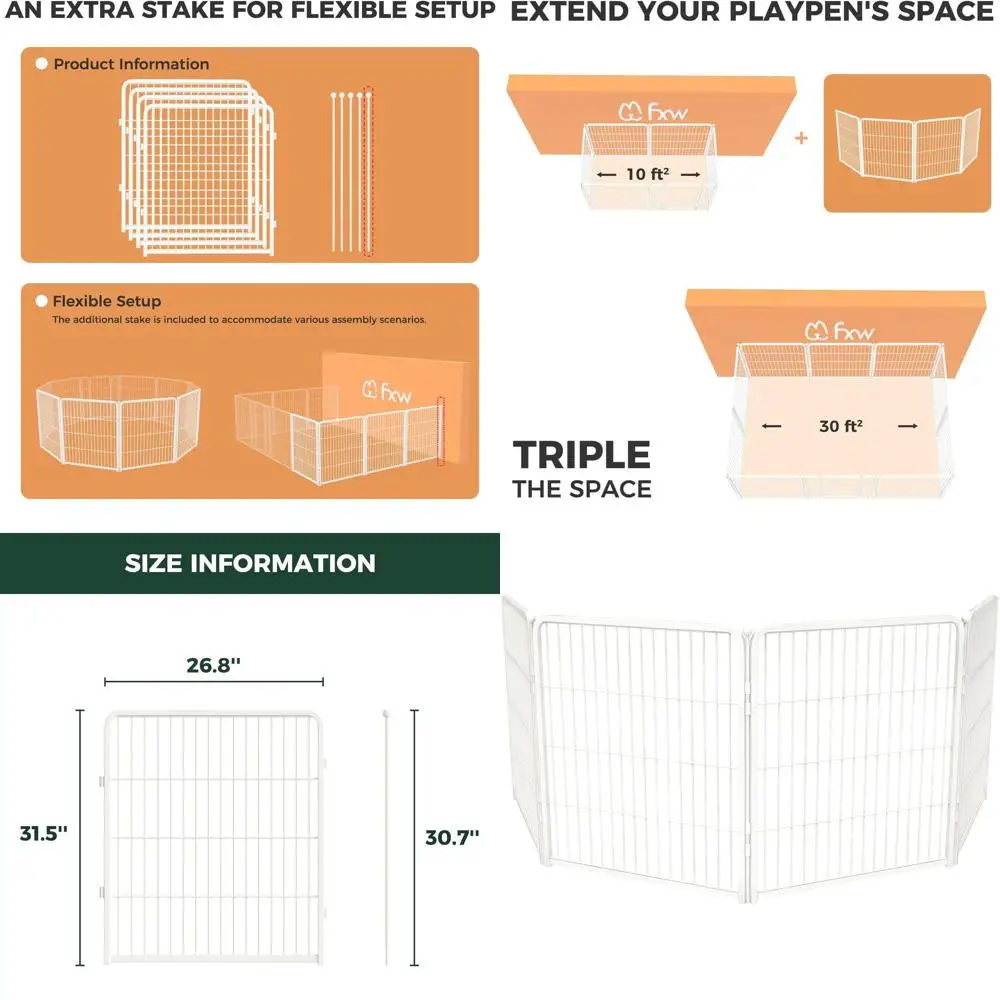 

Indoor Dog Playpen - Spacious & Safe, Heavy-Duty 32 4-Panel Pen for Small to Medium Dogs, White
