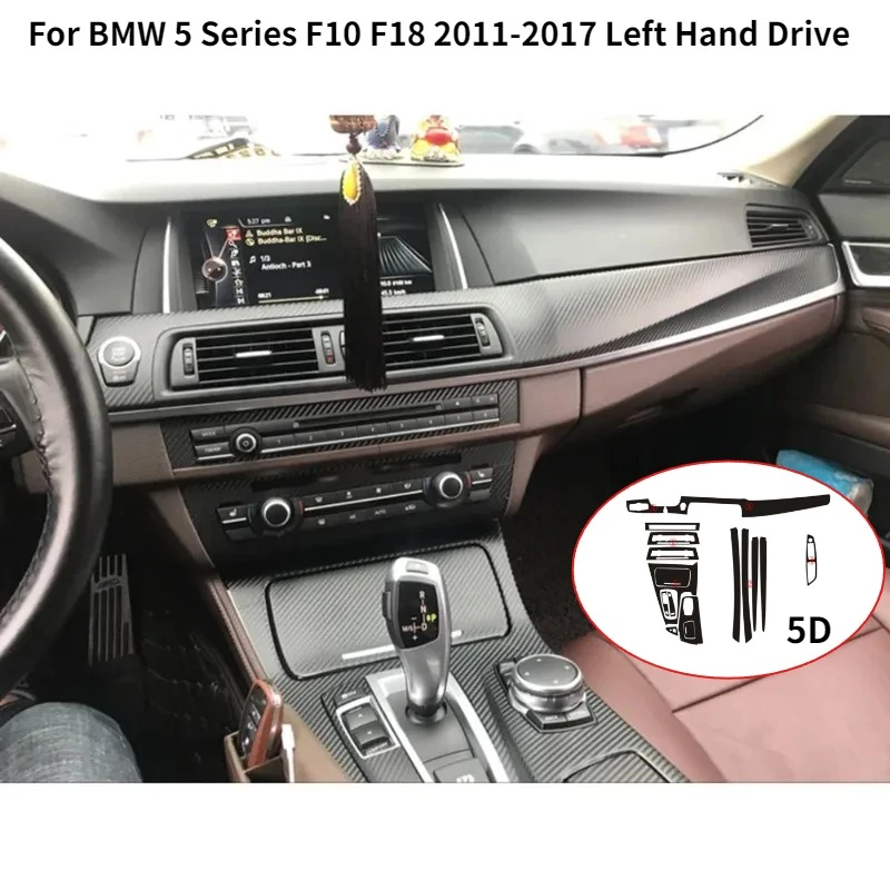 

For BMW 5 Series F10 F18 2011-2017 Left Hand Drive 5D Glossy Carbon Fiber Pattern Car Interior Dashboard Sticker