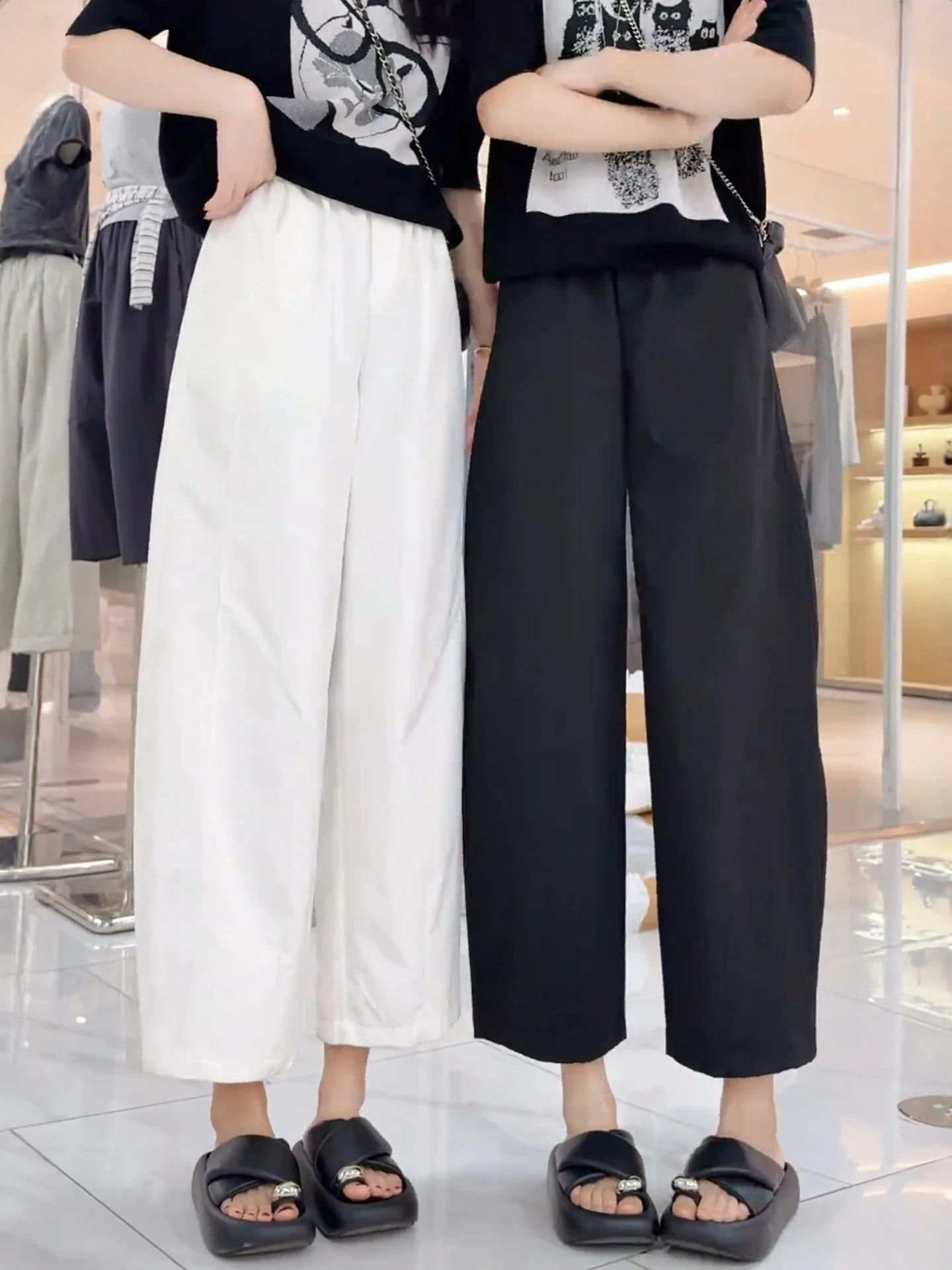 

High Waist Wide Leg Knife Pants Women's Summer Thin New Small Size Elastic Loose Casual Scythe Pants Dream Wisdom Elegant