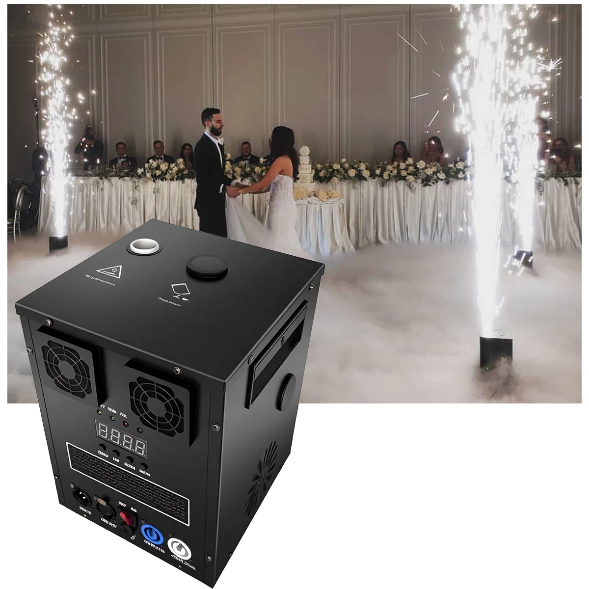 600W Cold Spark Machine DMX Control Cold Flame Sprayer Black Electronic Spark Machine for DJ Disco Party Stage Equipment