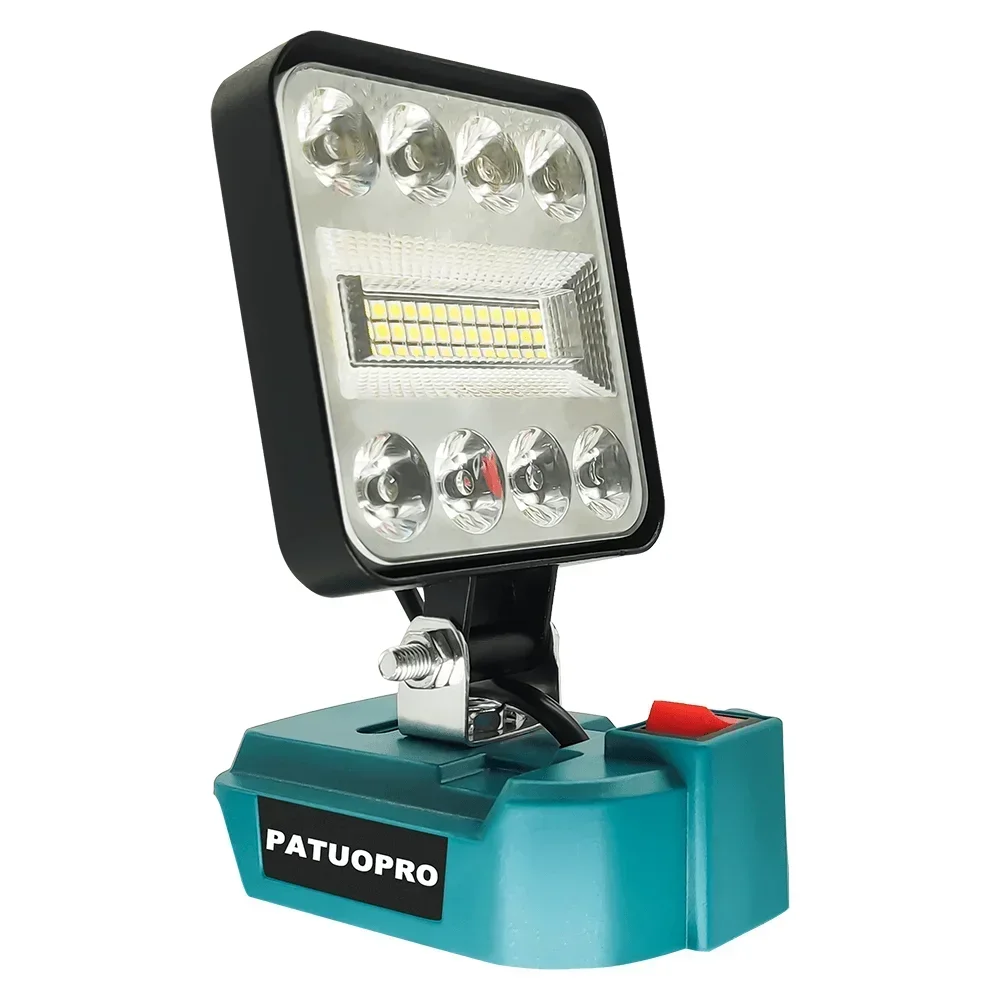 Regolazione a 180 ° luce da lavoro a LED senza fili elettrica 53 perline a LED torcia portatile all'aperto per batteria Makita 18V (senza batteria)