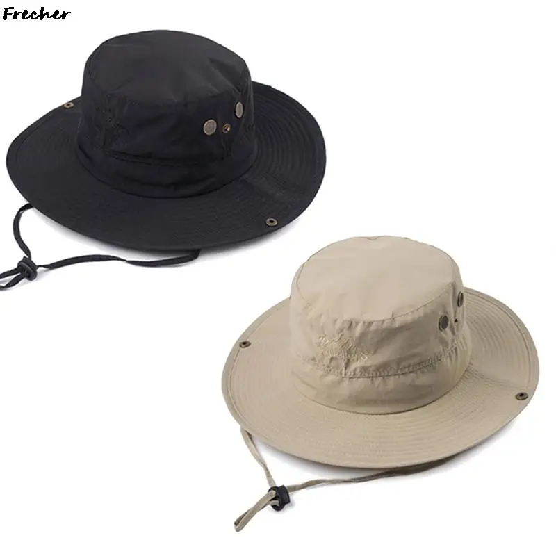 Professional Outdoor Bucket Hat UV Protection Fishing Hats Comfortable Breathable Panama Unisex Drawstring Grassland Sun Caps