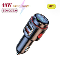 Car Bluetooth Adapter FM Transmitter Handsfree Calling Car Kit MP3 Player Type C PD 30W USB QC3.0 Fast Charging Dual USB Charger