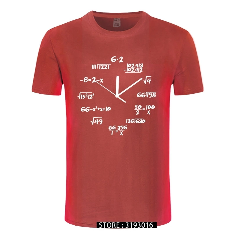 Math Clock Popular Tee Shirt Summer Cotton Short Sleeve Retro Harajuku Streetwear T Shirt Men Plain T Shirts