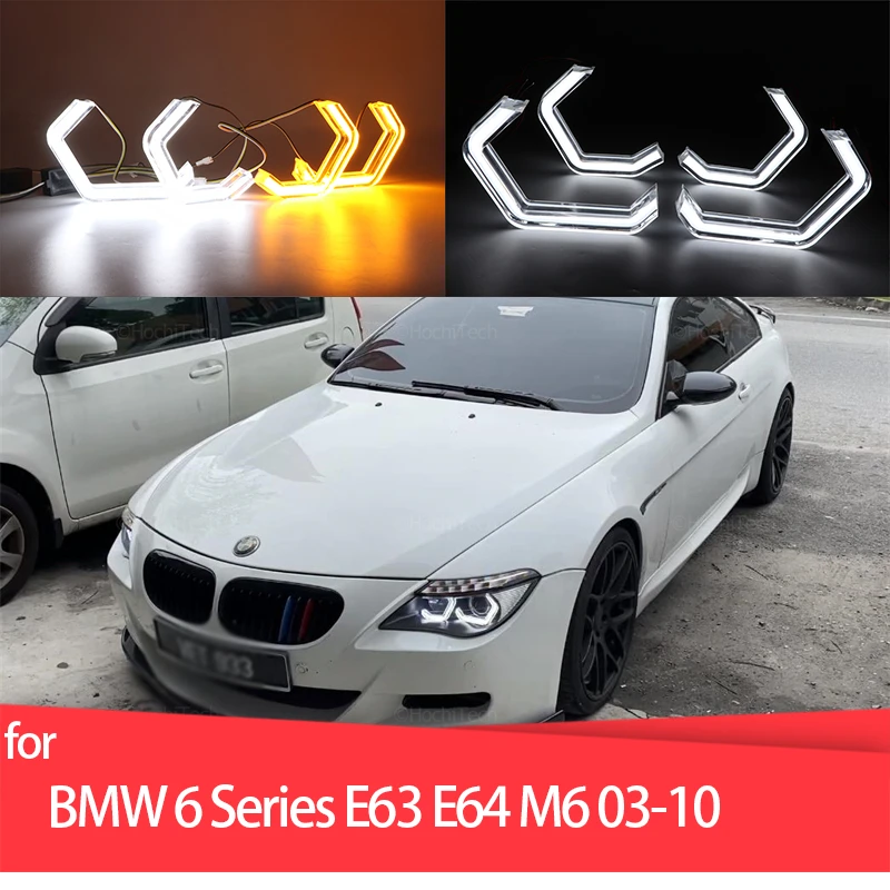 

Turn Signal Switchback M4 style White Yellow Ring Angel Eyes LED Light Rings for BMW 6 SERIES E63 E64 M6 2003-2010