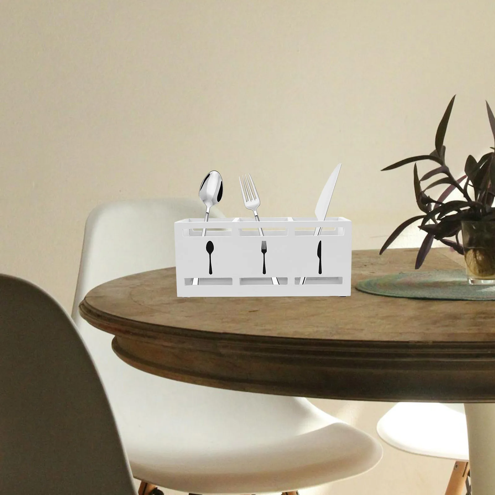 

Cutlery Storage Box Chopsticks Container Countertop Checkered Utensil Holder Case Basket for Utensils Countertops