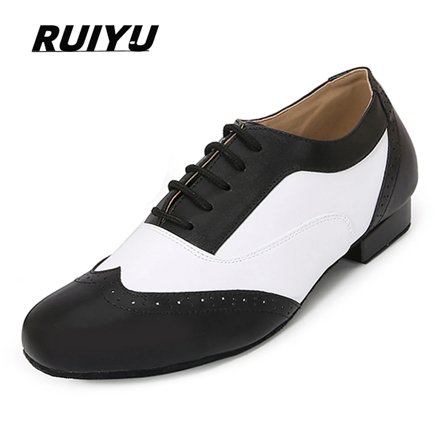 New Men's Latin Dance Shoes with Soft Soles Black and White Contemporary Dance Shoes Performance and Competition Dance Shoes