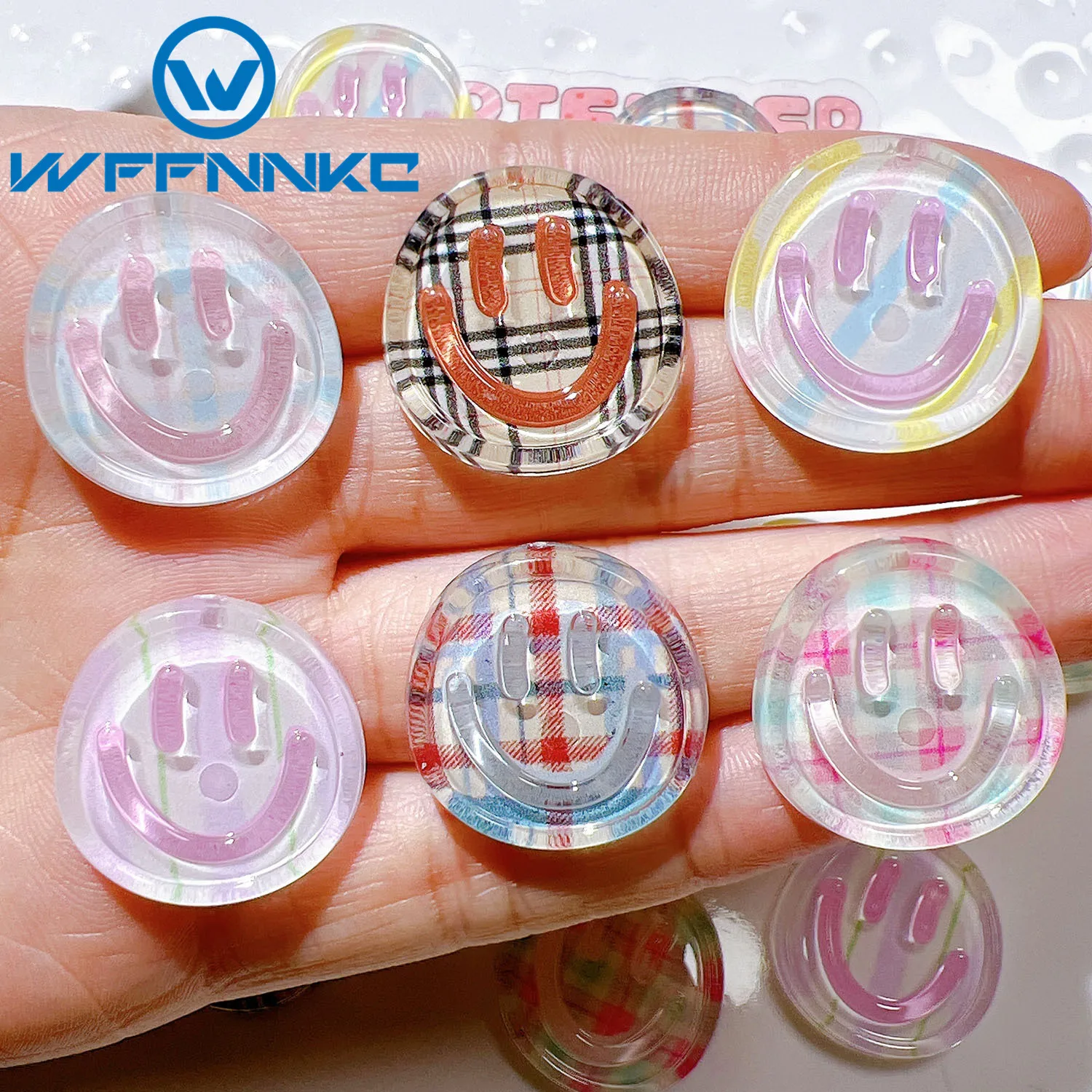 WFFNNKC 20Pcs Cute Transparent Smiling Face Resin Accessories DIY Garment Crafts Supplies Kid Barrette Art Decor Materials Patch