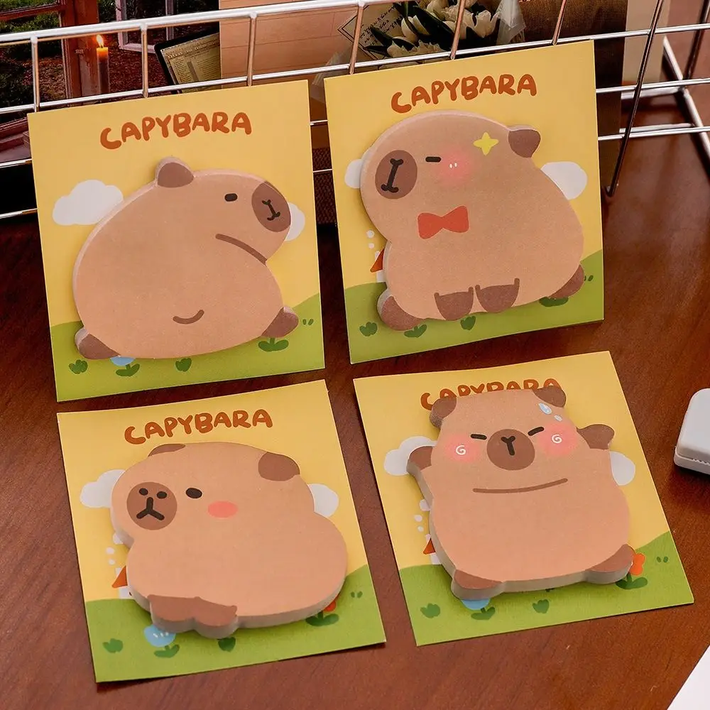 Bloc de notas Kawaii Capybara, Bloc de notas de dibujos animados portátil duradero, autoadhesivo, multifunción, planificador de notas adhesivas N Times, 4 unids/lote por bolsa