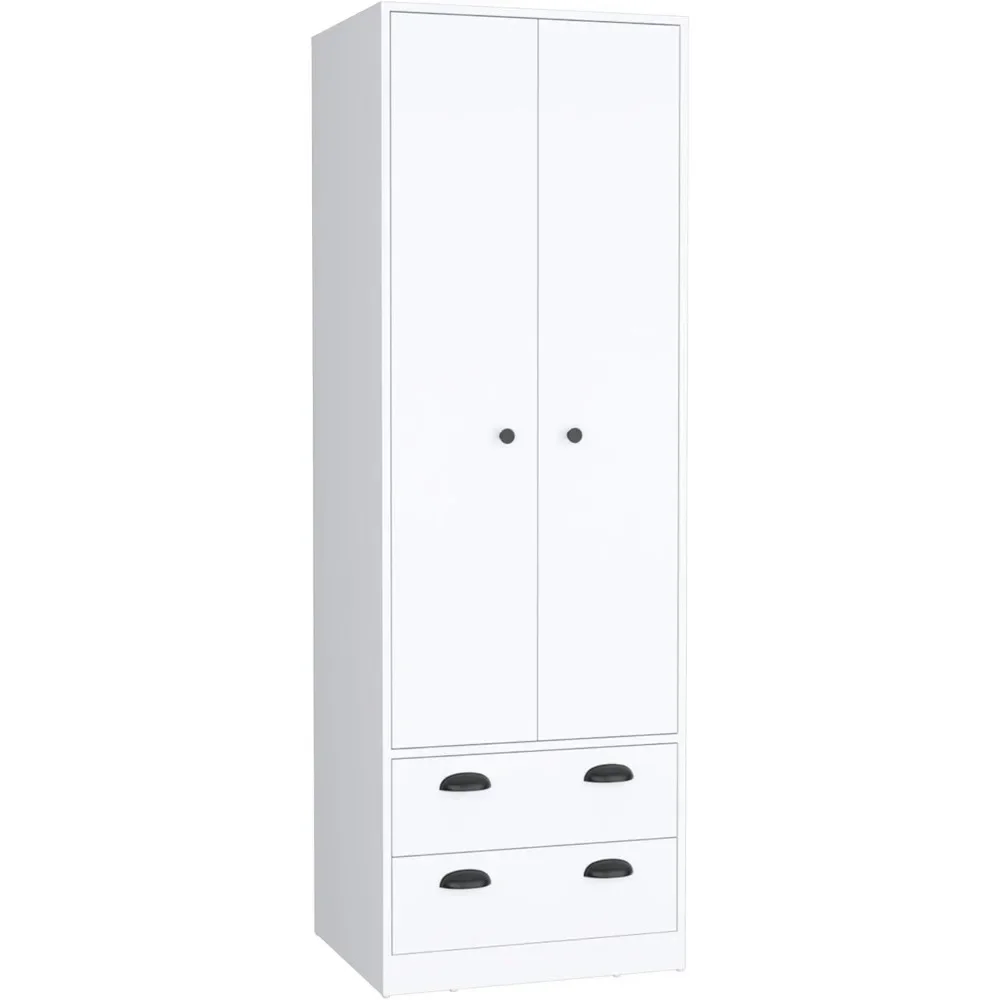 

White Wardrobe, Modern Wardrobe, Particle Board Wardrobe, Wardrobe with Two Drawers