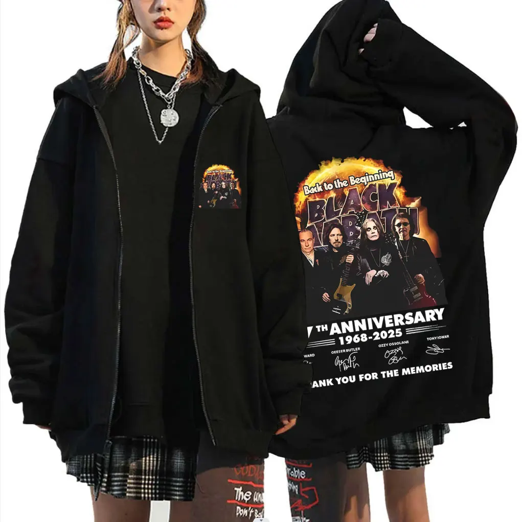 

Rock Band Black Sabbath Ozzy Osbourne Back To The Beginning Thank You for The Memories Zipper Hoodie Men Heavy Metal Zip Up Coat