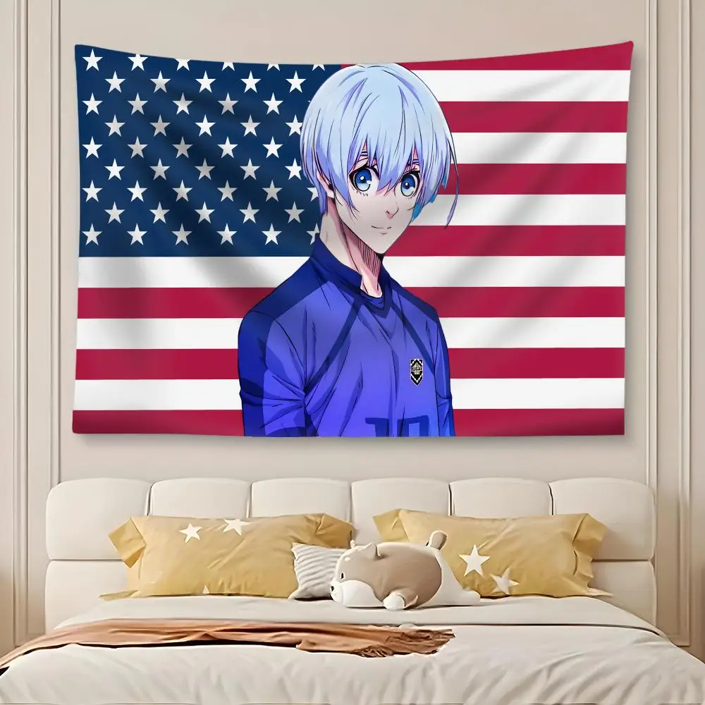 B-Blue Lock Anime Tapestry Art Decor Banner Microfiber Backdrop for Bedroom Living Room Bar Garden Party
