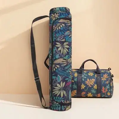 1 قطعة حصيرة اليوغا المحمولة حقيبة حمل تصميم اسطوانة واسعة سهلة لفة التخزين مع حزام قابل للتعديل للسفر التخييم التنزه