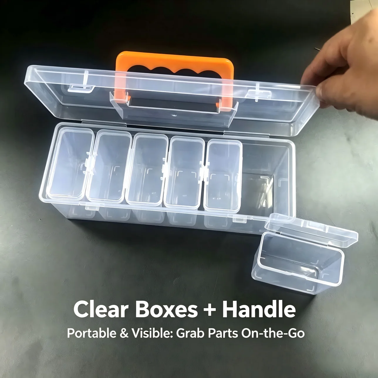 Hardware Tool Storage Box, Multi-Compartment Transparent Tool Organizer, Screw and Accessory Sorting Box, Household Screw, Wrenc