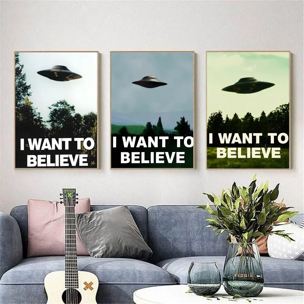 X-Files 1 تريد أن تصدق لوحة الفيلم الخط غرفة نوم المنزل قماش مقاوم للماء غير المؤطرة جدار الفن طباعة الديكور جدارية #4