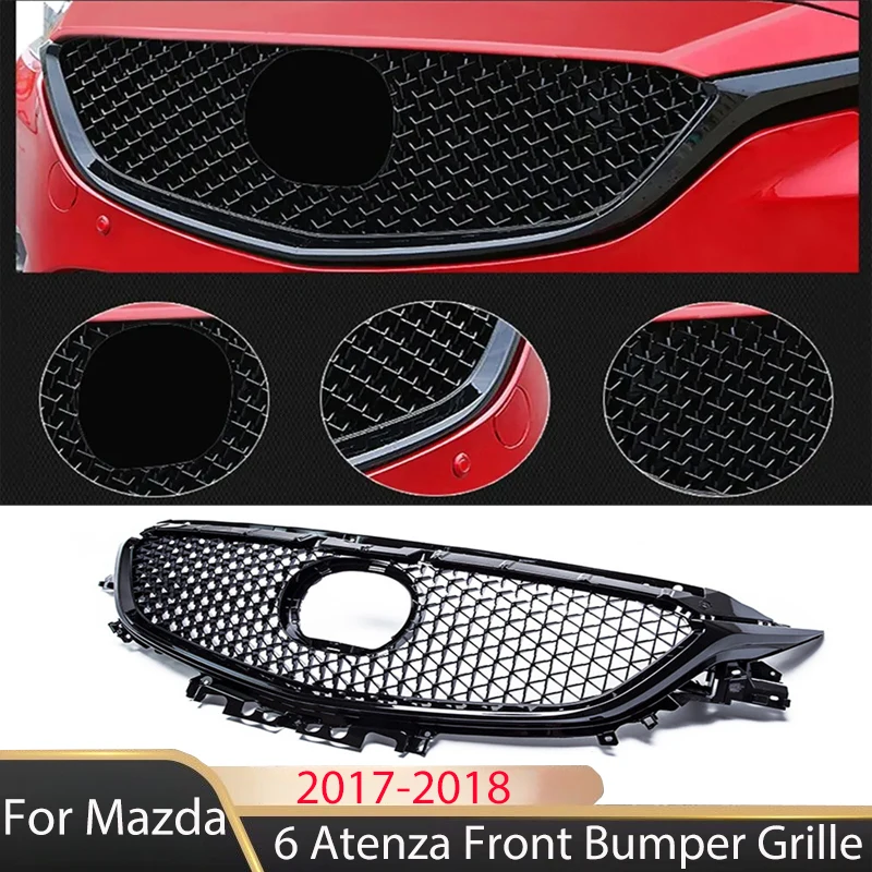 

Для Mazda 6 Atenza 2017-2018 передняя решетка сотовая сетка черный самурай передний бампер капот впускная крышка гриль комплект кузова аксессуары