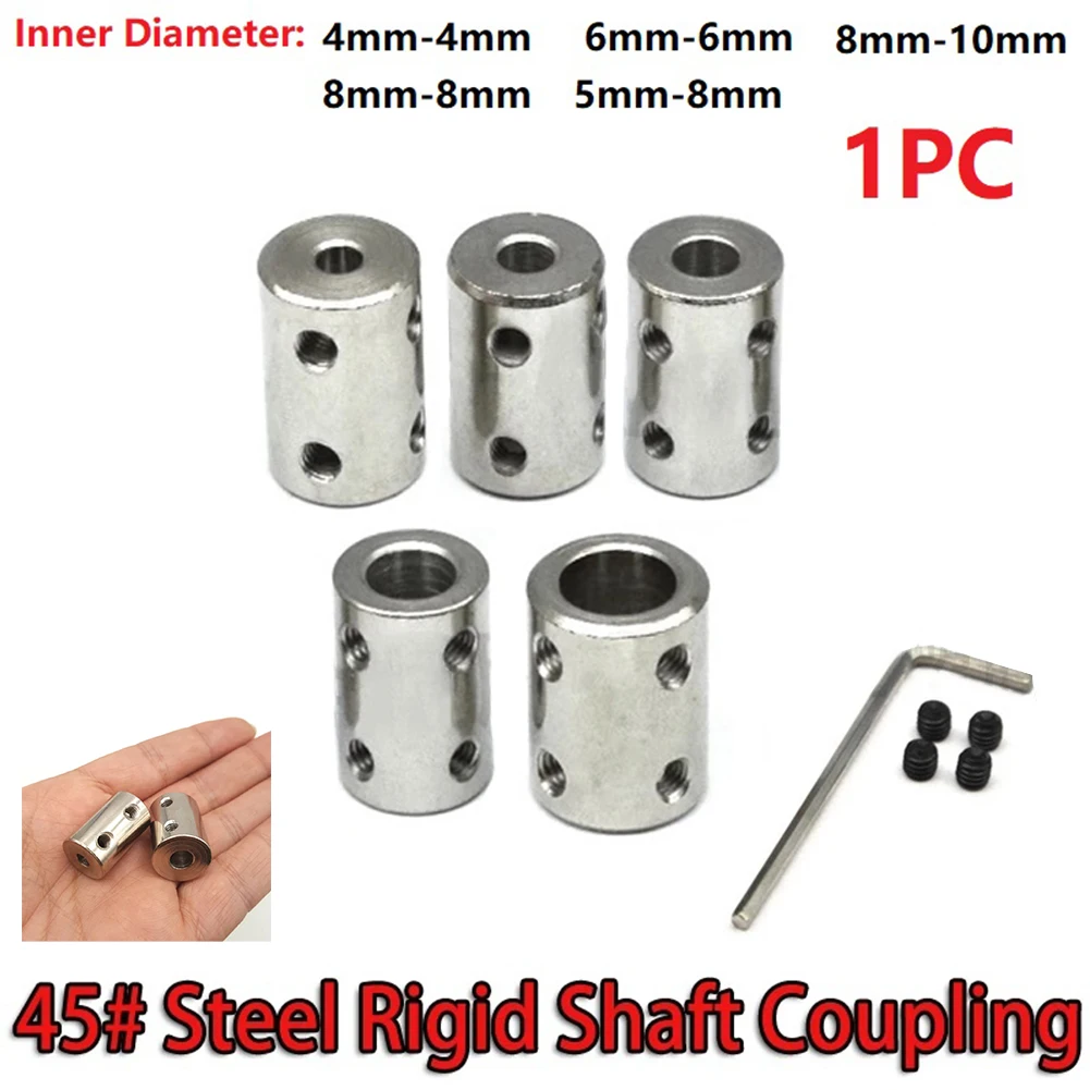 1set Rigid Shaft Coupling 4mm/5mm/6mm/8mm/10mm CNC Motor Jaw Shaft Coupler Connector Sleeve #45 Steel Transmission Connector