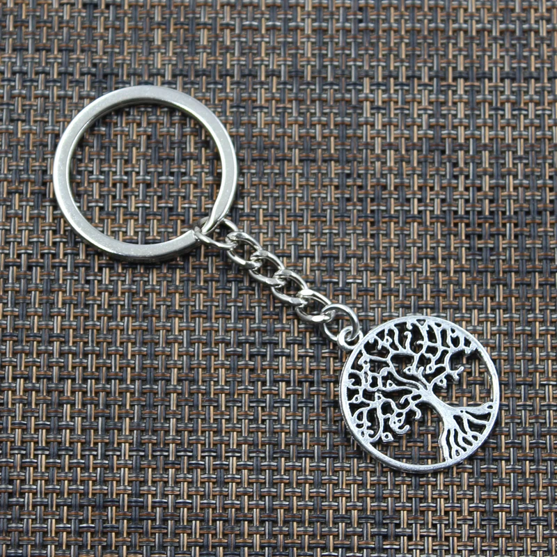 New Keychain 29x26mm Life Tree Pendants DIY Men Car Key Chain Ring Holder Keyring Souvenir Jewelry Gift
