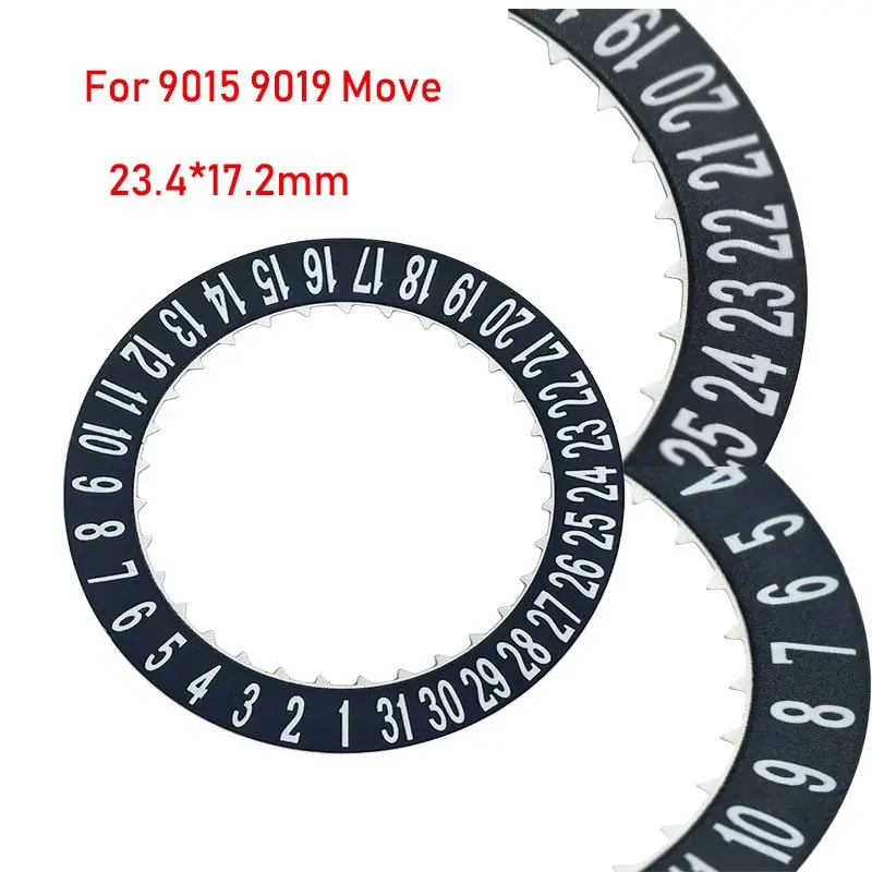 

9019 Watch Accessories Compatible 9015 Movement STS Font Black Calendar Disc Day Date 6O'clock Display Reverse Direction