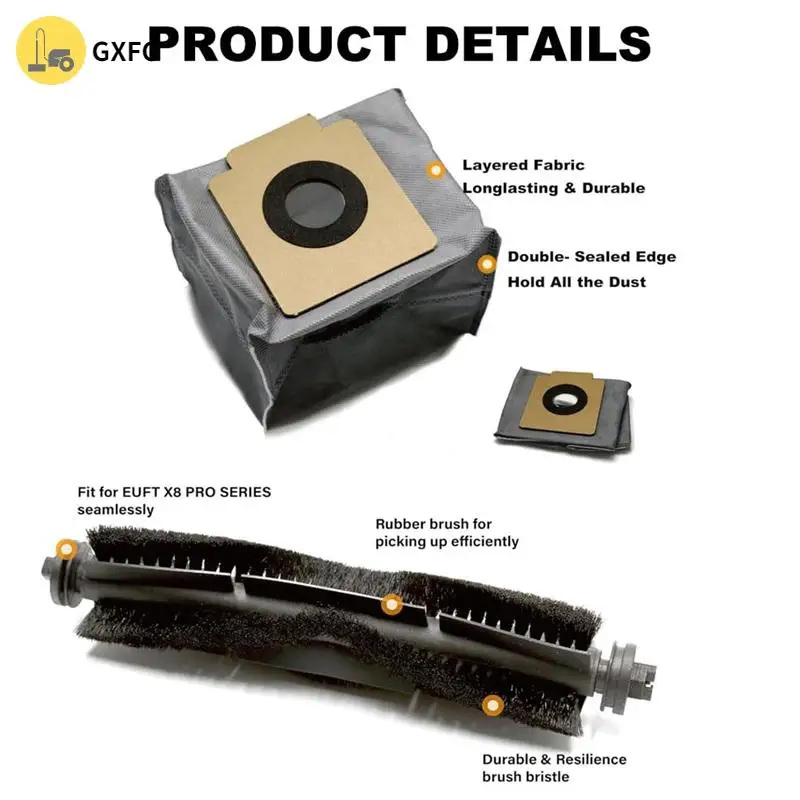 Eufy X8 Pro 真空交換部品キット用、ブラシロールブラシロール、サイドブラシ、ダストバッグを含む
