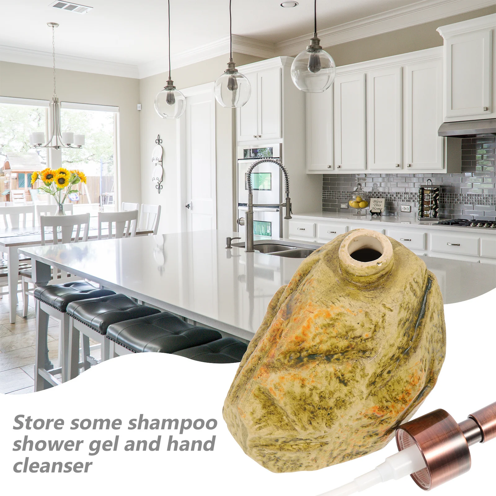 

Artistic Dispenser Bottle Pump Soap for Bathroom Stone Lotion Automatic Hand Wash