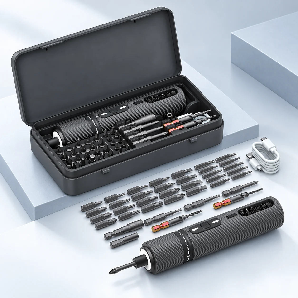 Creationsapce Lithium Electric Screwdriver Kit With LED Light Multi Torque Gears Multifunctional Household Drill Repair Tool