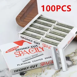 Single Edge Razor Blades, 100 Pcs Stainless Steel Brow Razor, Straight Razor Blades Disposable Safety Razor Blades Eyebrow Trimm