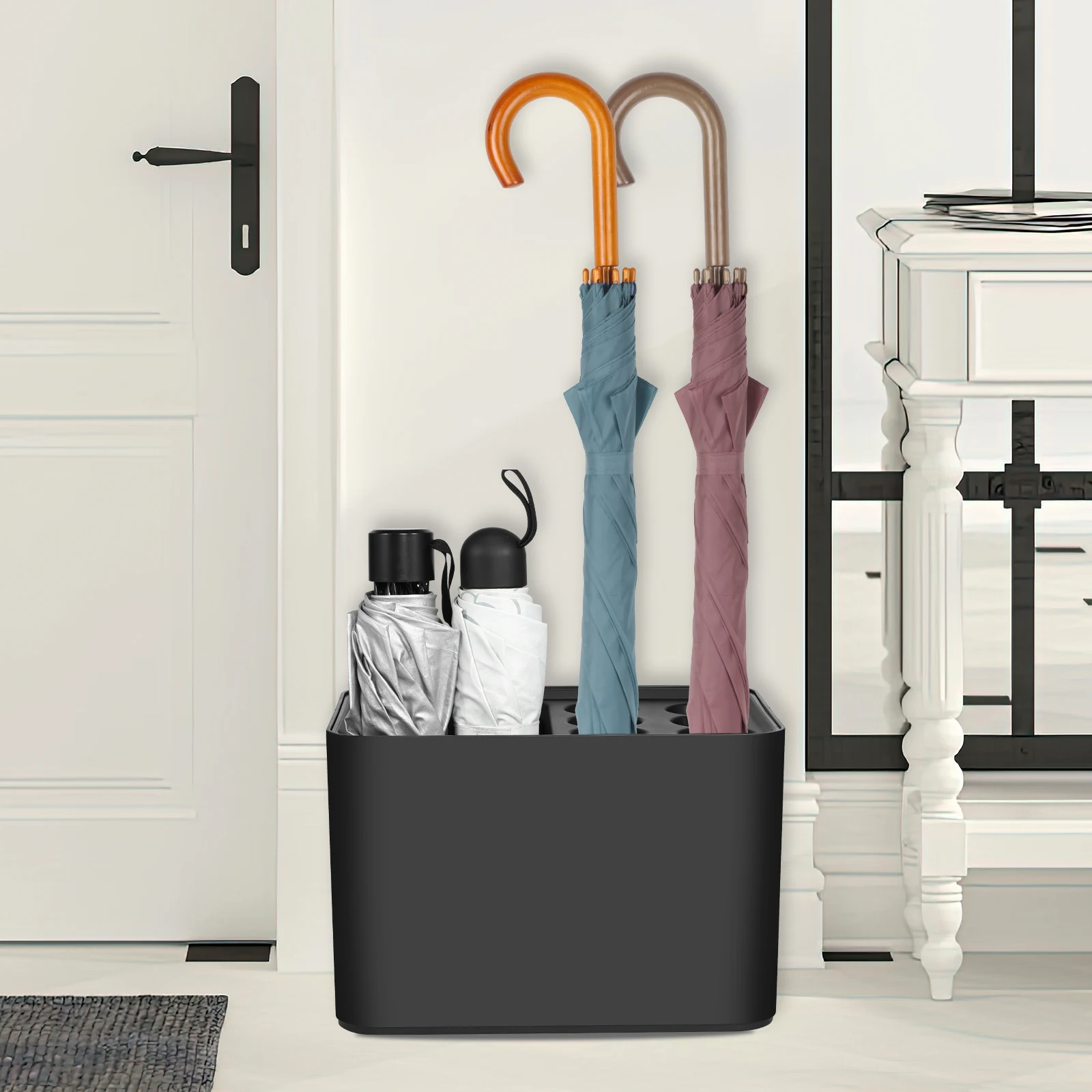 Umbrella Rack Umbrella Stand with Removable Drip Tray Anti-Slip Base Umbrella Holder Space Saving Umbrella Storage Organizer