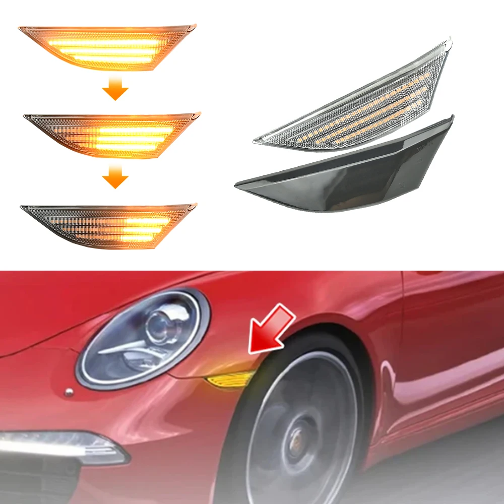 

2 шт. для Porsche Boxster Cayman 982 981 718 Spyder 991 911 Carrera светодиодный боковой указатель поворота последовательные мигающие лампы