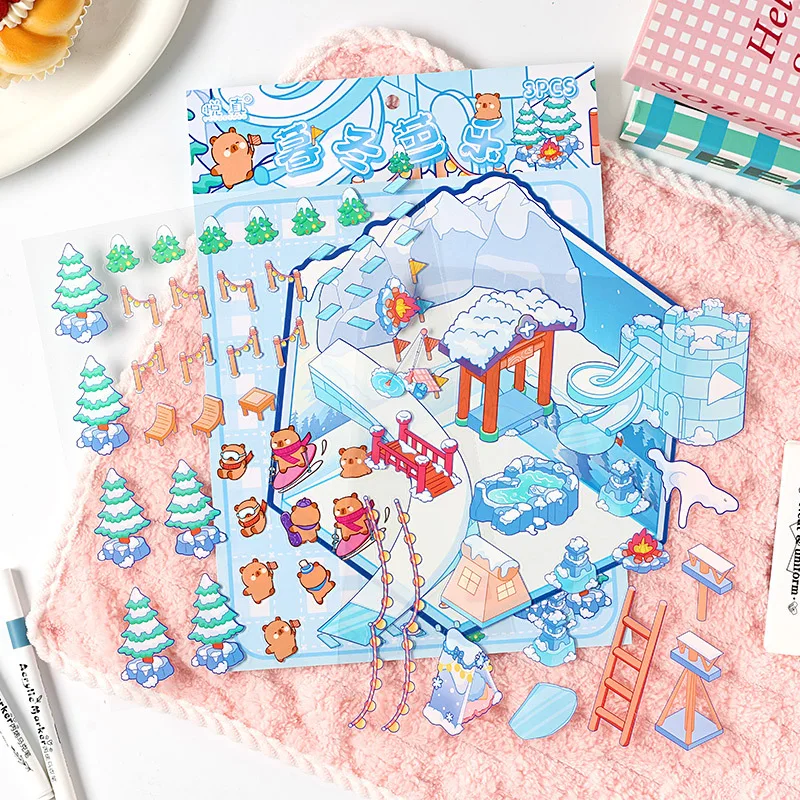 Large 3D Landscape Sticker Set For Ren Seasonal Gift Scenes Stationery Sticker Art Supplies